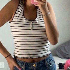 Striped ruffle edge tank top!!